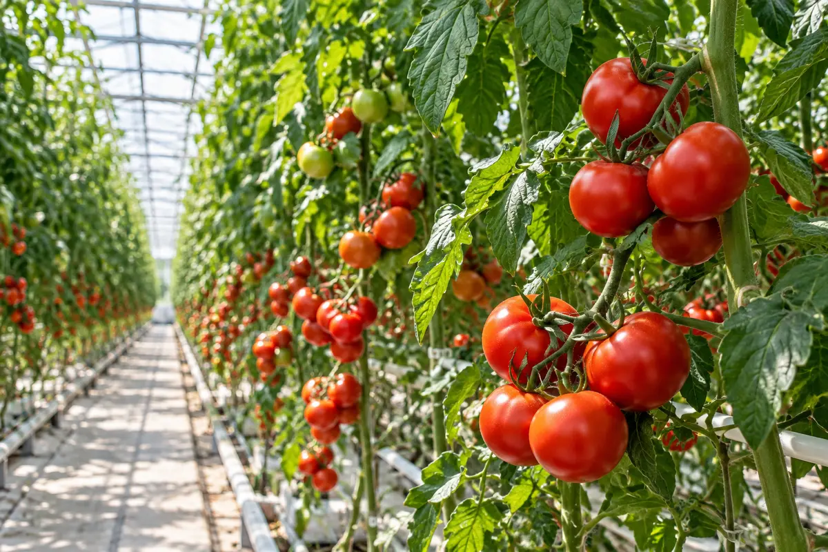 نمایی از کشت گوجهفرنگی